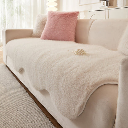 Plush Grey Fabric Sofa Slipcover - Peties