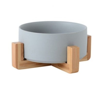 Classic Dog Food Bowl with Wooden Base
