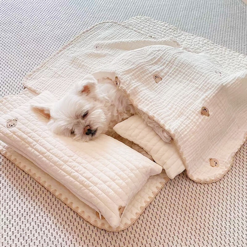 Colorful Dog Print Soft Pet Bedding Set