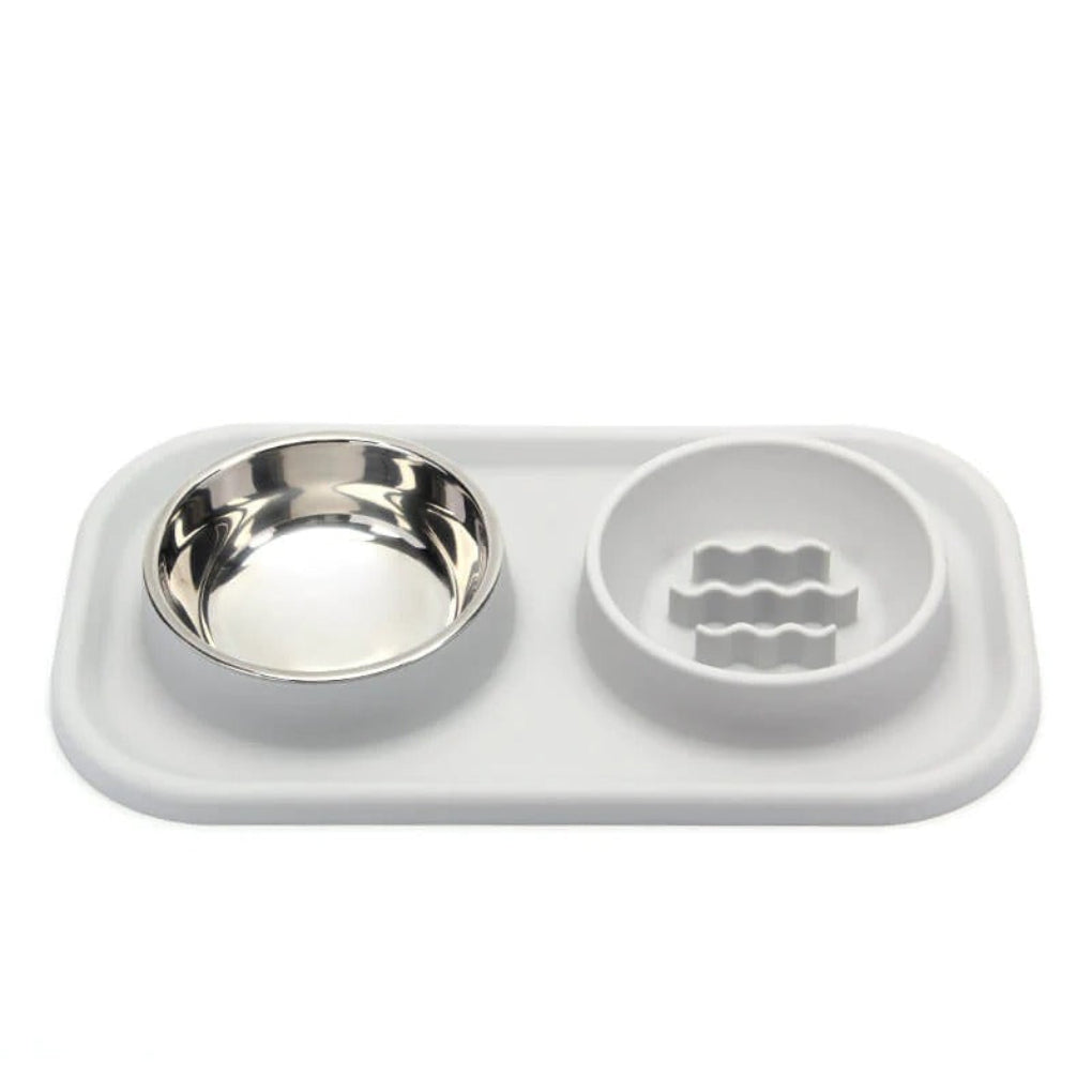 Easy Clean Double Dish Slow Feed Pet Bowl