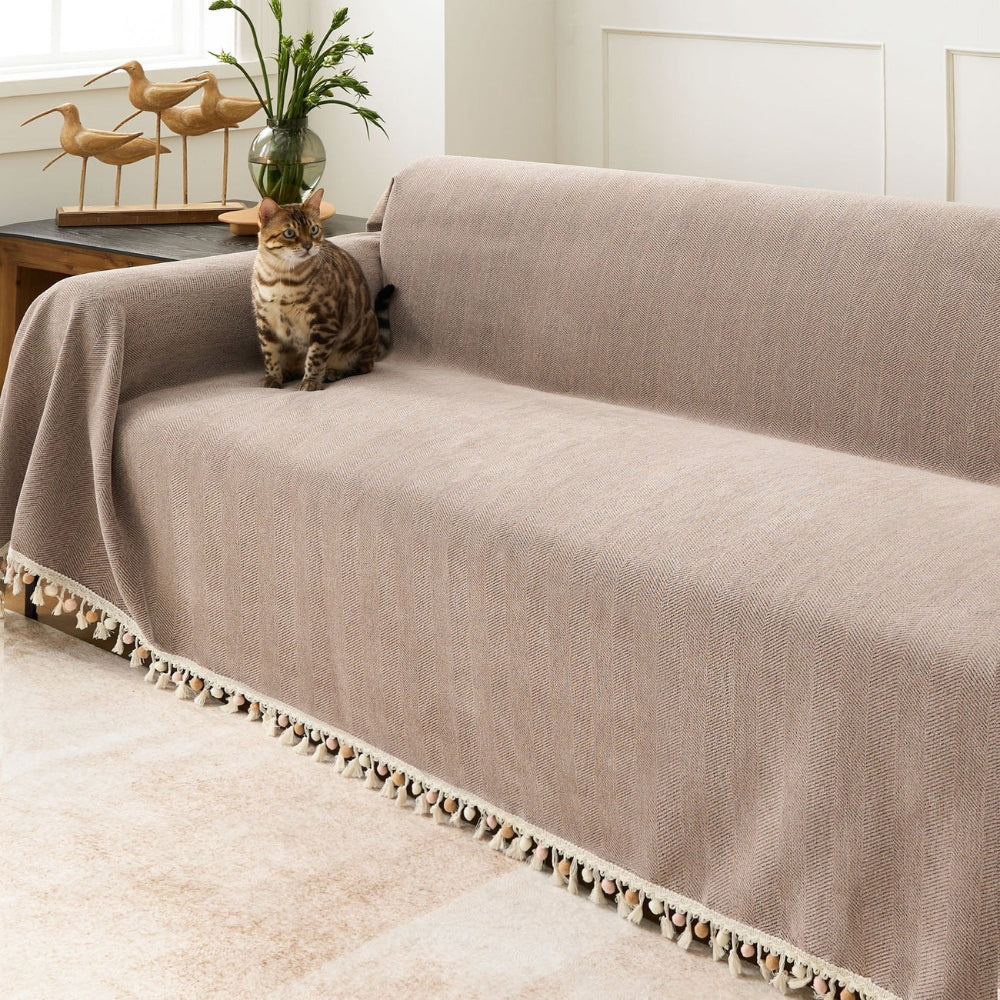 Durable Pet Proof Herringbone Sofa Slipcover