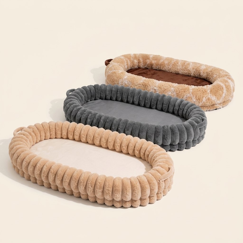Extra Big Plush Dog and Person Bed in all three colours – beige, gray and khaki