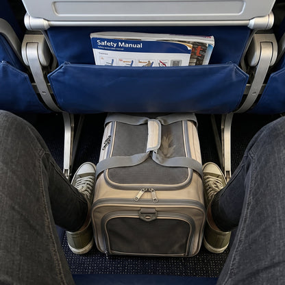 Zupawlio pet carrier placed under an airplane seat